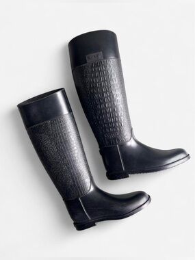 Calvin Klein Xiara Croc embossed black rubber rain boots women’s sz EU 36 (US 6)